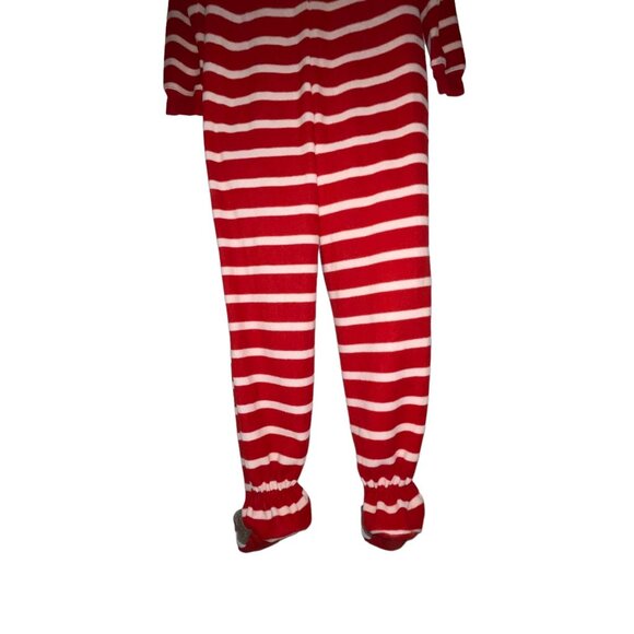 Nick & Nora Red Sock Monkey Pajamas Womens M Footie Unionsuit PJs Costume Stripe - Picture 6 of 8